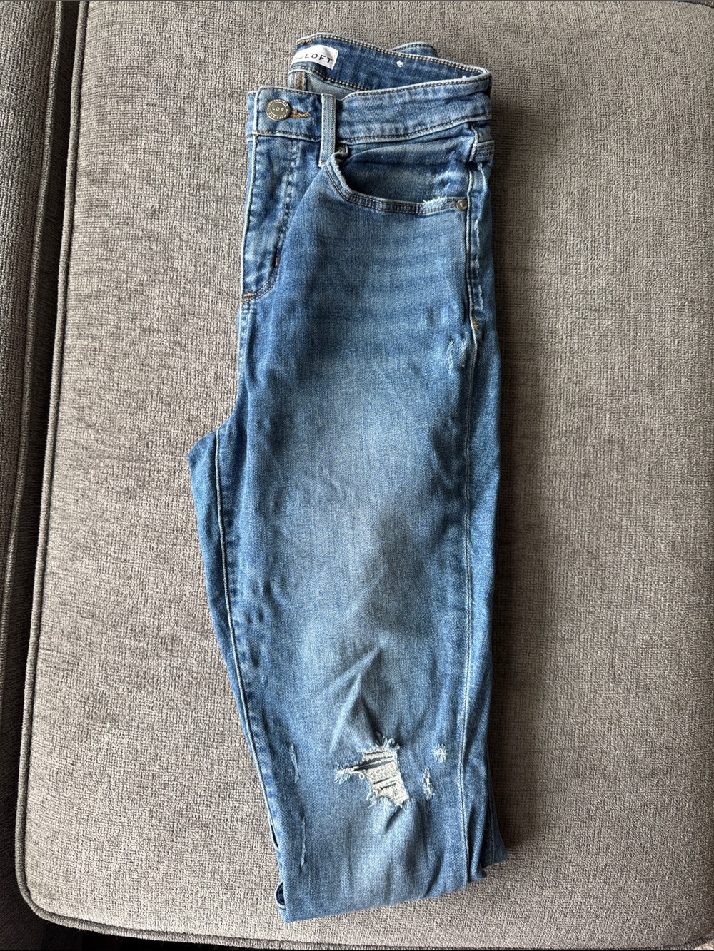 LOFT Light Blue Distressed Skinny Jeans